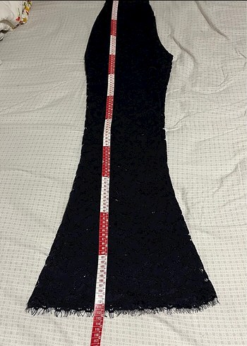 Siyah Dantel Detaylı Straplez Uzun Tulum - Görsel 7