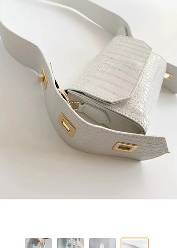 Beyaz Deri Kemerli Kadın Çanta - Görsel 2