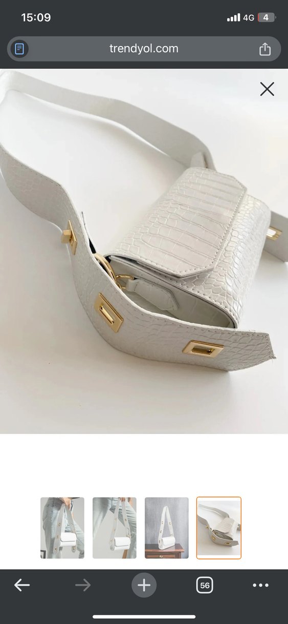 Beyaz Deri Kemerli Kadın Çanta - Görsel 2