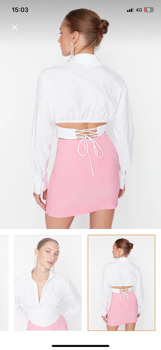 Beyaz V Yaka Strappy Midi Kadın Gömlek - Görsel 3