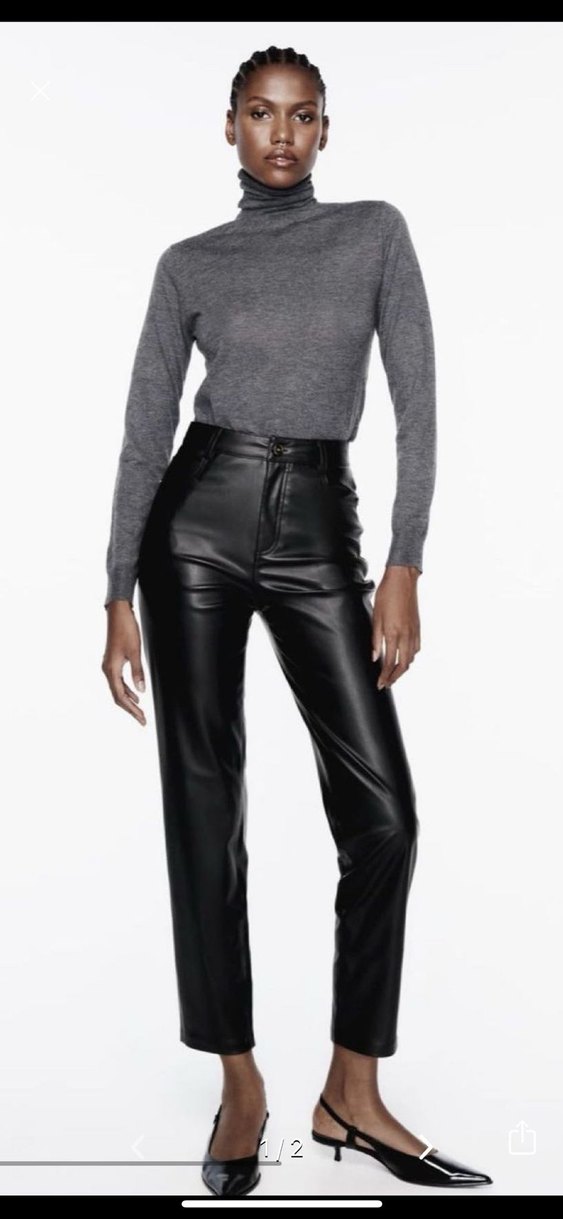 Siyah Deri Kemerli Kadın Pantolon - Görsel 2