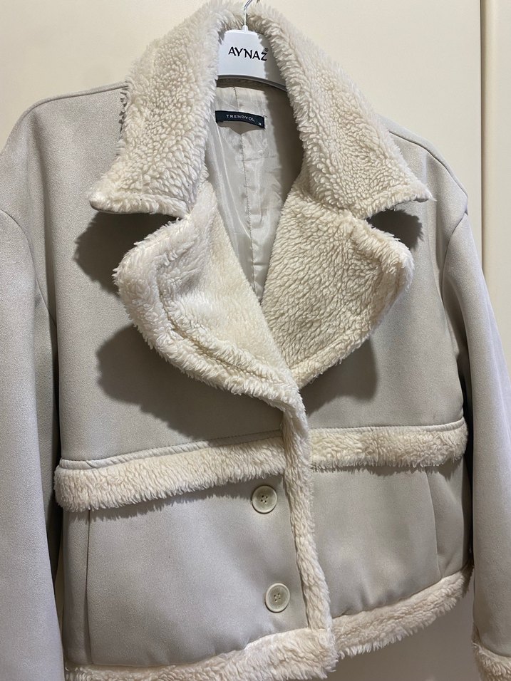 Gri Kürklü Kısa Kadın Ceket - Görsel 2