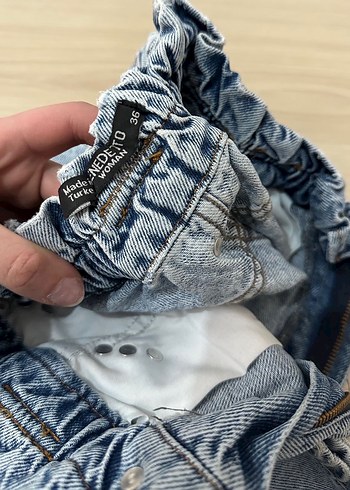 Bel Lastikli Kot Mom Jean Kadın Pantolon - Görsel 4