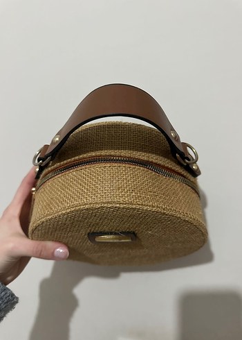 Bej Hasır Yuvarlak Kadın Çanta - Görsel 3