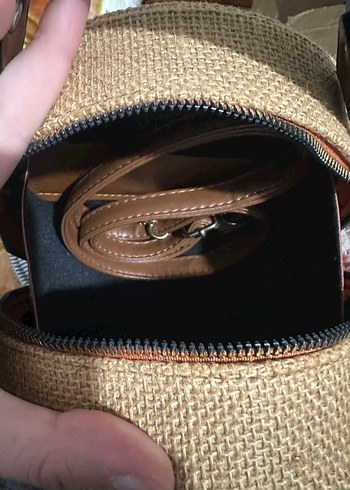 Bej Hasır Yuvarlak Kadın Çanta - Görsel 5