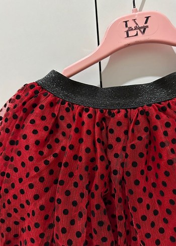 Kırmızı Puantiyeli Kız Çocuk Etek - Görsel 2