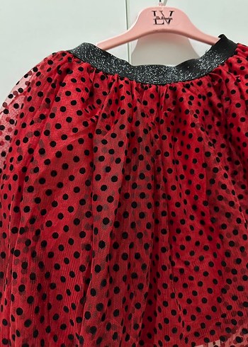Kırmızı Puantiyeli Kız Çocuk Etek - Görsel 4