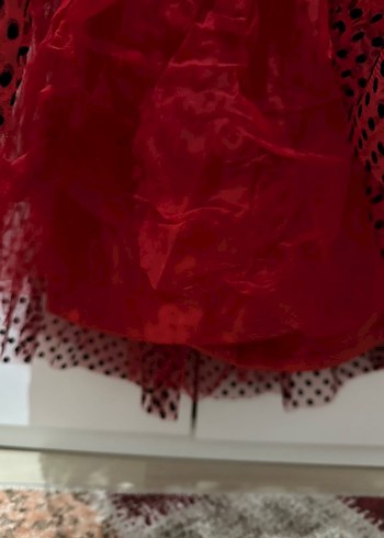 Kırmızı Puantiyeli Kız Çocuk Etek - Görsel 3