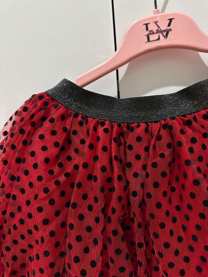 Kırmızı Puantiyeli Kız Çocuk Etek - Görsel 2