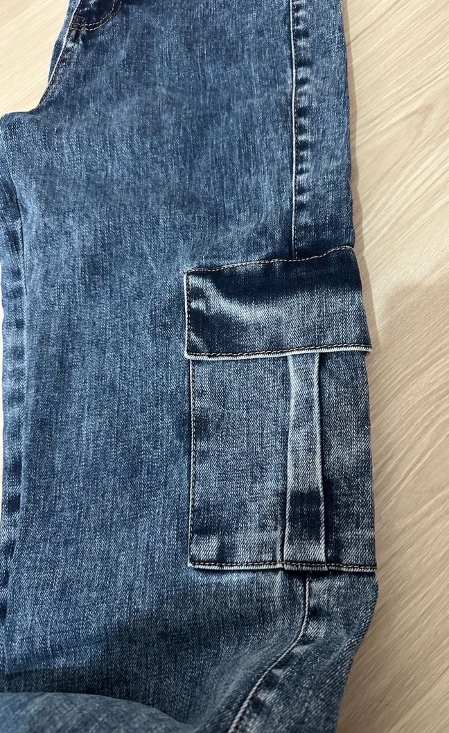 İSPANYOL PAÇA KARGO CEPLİ KADIN KOT PANTOLON - Görsel 3