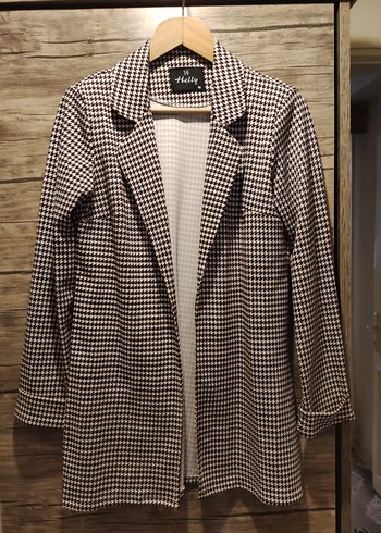 Kahverengi Ekose Kadın Blazer Ceket