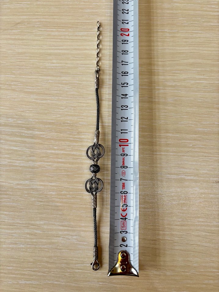 Gümüş Unisex Siyah Kazaziye Bileklik - Görsel 4