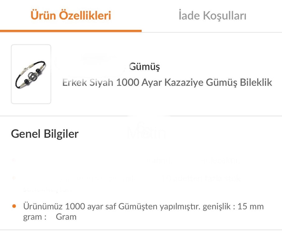 Gümüş Unisex Siyah Kazaziye Bileklik - Görsel 5