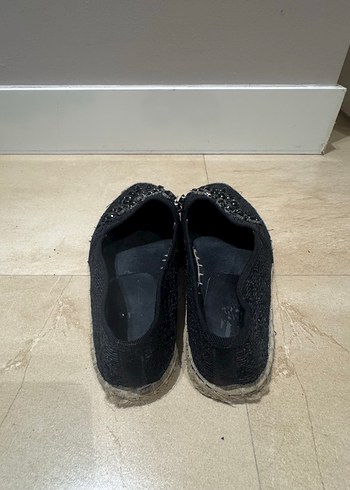 Boncuk İşlemeli Siyah Kadın Dolgu Topuk Espadril - Görsel 3