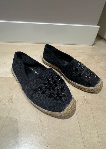 Boncuk İşlemeli Siyah Kadın Dolgu Topuk Espadril - Görsel 2