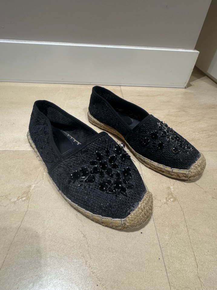 Boncuk İşlemeli Siyah Kadın Dolgu Topuk Espadril - Görsel 2