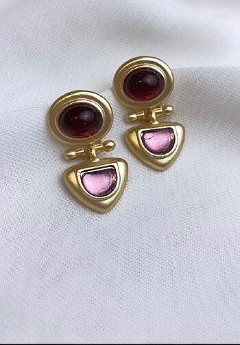 Pembe vintage küpe