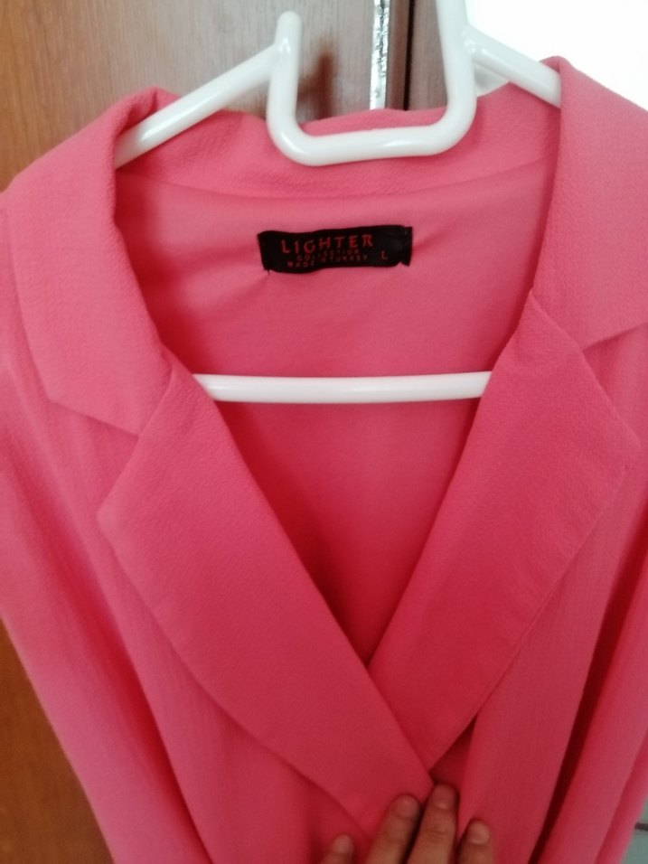 Pembe Uzun Kollu Salaş Kadın Elbise - Görsel 3