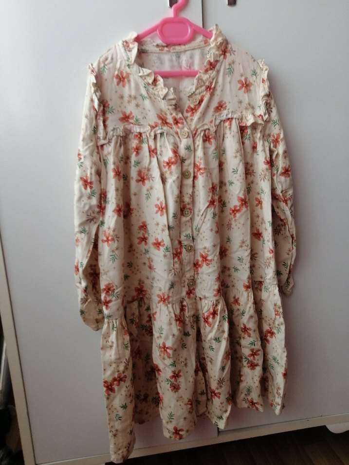 Pembe Çiçekli Uzun Bohem Elbise - Görsel 2