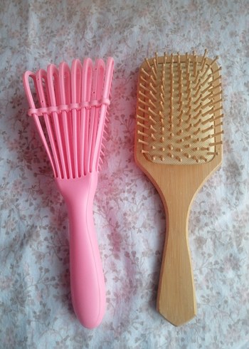 Pembe ve Ahşap Saç Fırçası Seti - Görsel 2