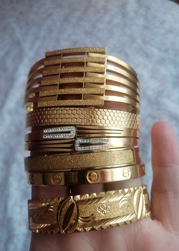 Altın Renkli Tokalı Kadın Bileklik Seti - Görsel 2