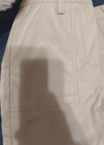 Bej Kadın Kemerli Rahat Kesim Pantolon - Görsel 8