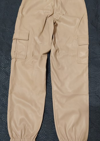 Bej Kadın Kemerli Rahat Kesim Pantolon - Görsel 5