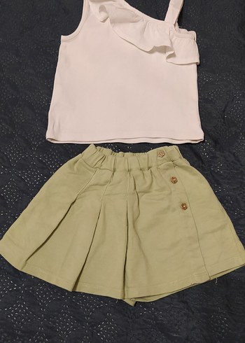 Kız Bebek Düğmeli Kolsuz Takım - Görsel 2