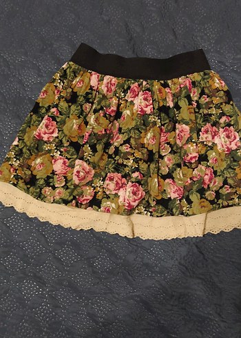 kız çocuk Çiçek Desenli Bohem Mini Etek - Görsel 2