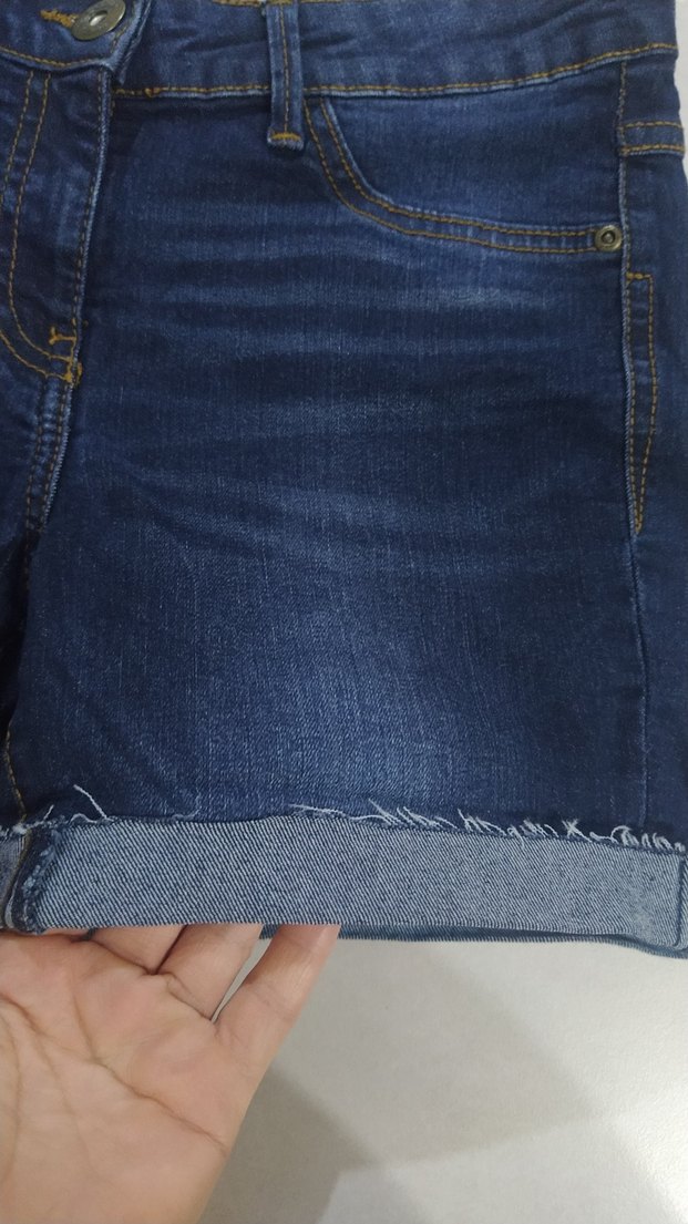 lcvakki Kemerli Lacivert Kot Şort - Görsel 2