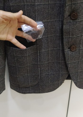 Pierre Cardin yün Erkek Gri Düğmeli Ceket - Görsel 9