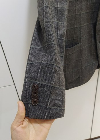 Pierre Cardin yün Erkek Gri Düğmeli Ceket - Görsel 5