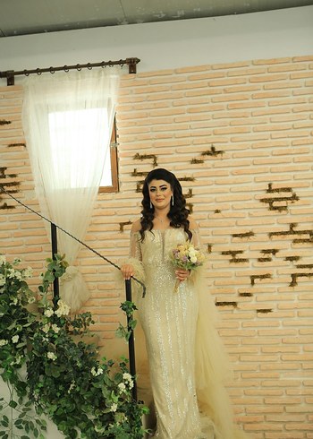 Uzun Beyaz Straplez Bohem Gelinlik - Görsel 2