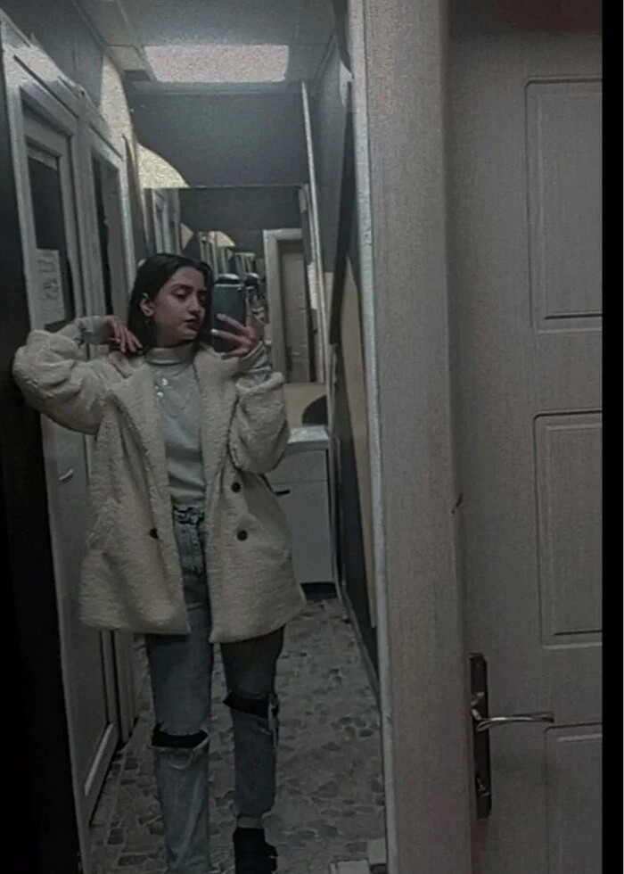 peluş kürk mont kaban - Görsel 2