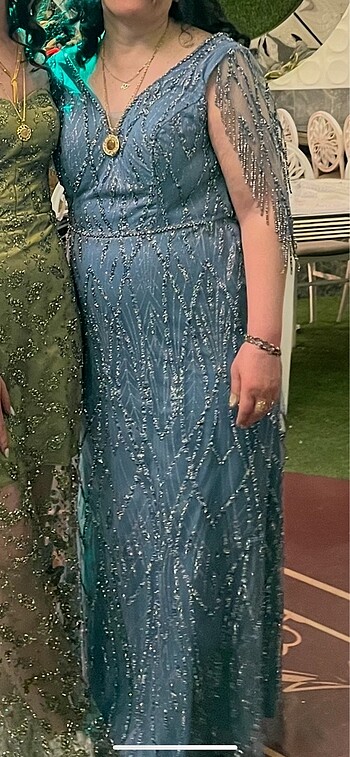 payetli taşlı abiye büyük beden abiye - Görsel 9