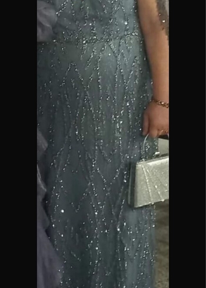 taş pulpayetli büyük beden mavi abiye - Görsel 5