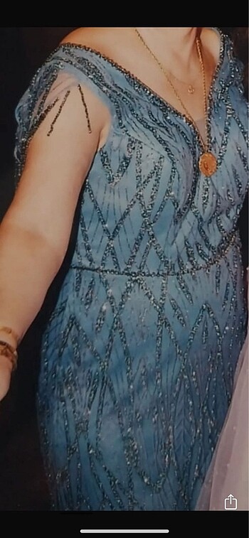 büyük beden taşlı pul payet abiye - Görsel 2