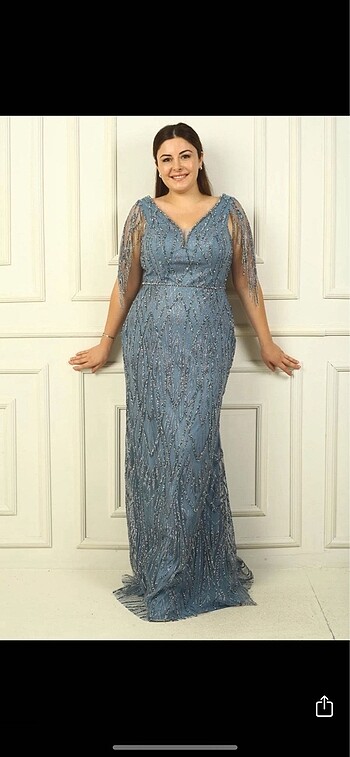 büyük beden taşlı pul payet abiye - Görsel 3