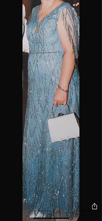 büyük beden taşlı pul payet abiye - Görsel 7