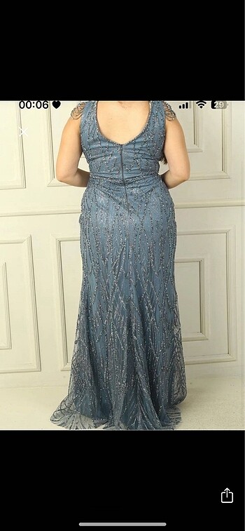 büyük beden taşlı pul payet abiye - Görsel 8