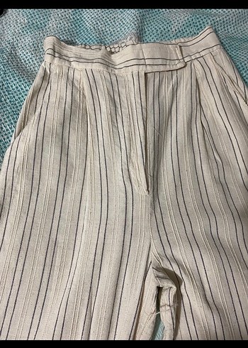 Beli cırtlı keten pantolon - Görsel 3