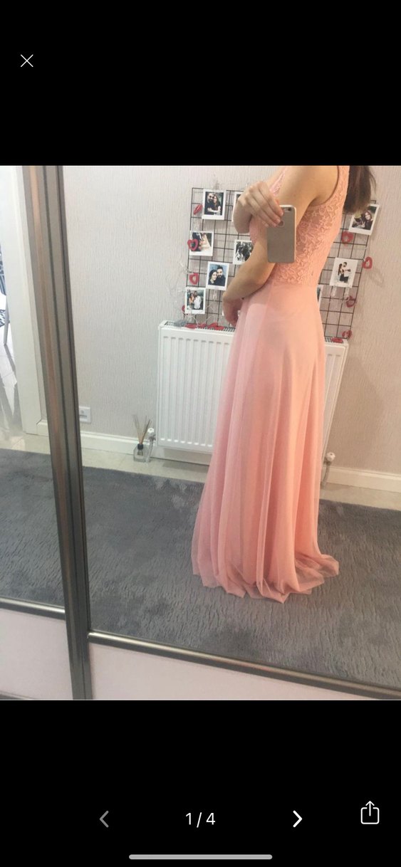 Dantel Detaylı Pembe Uzun Abiye Elbise - Görsel 2