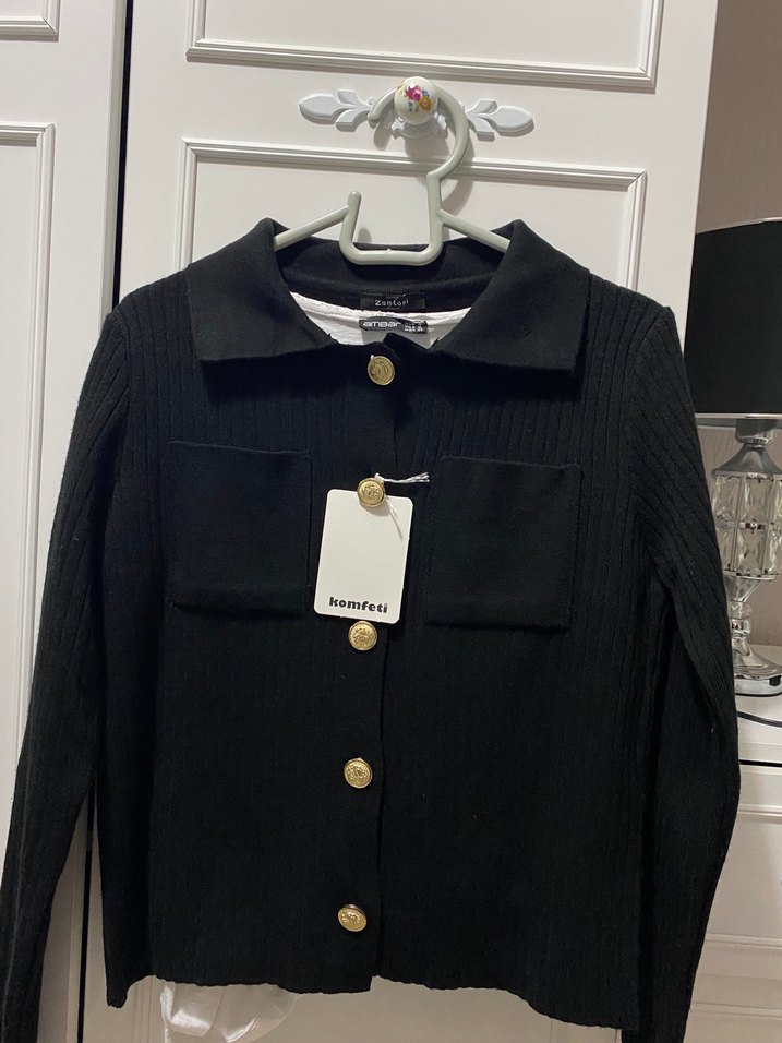 Düğmeli örme triko hırka - Görsel 2