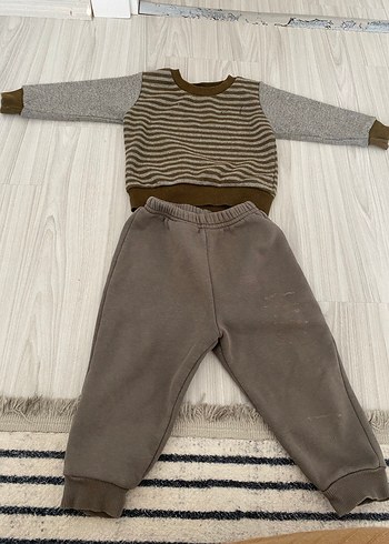 Erkek Bebek Kahverengi Gri Triko Takım