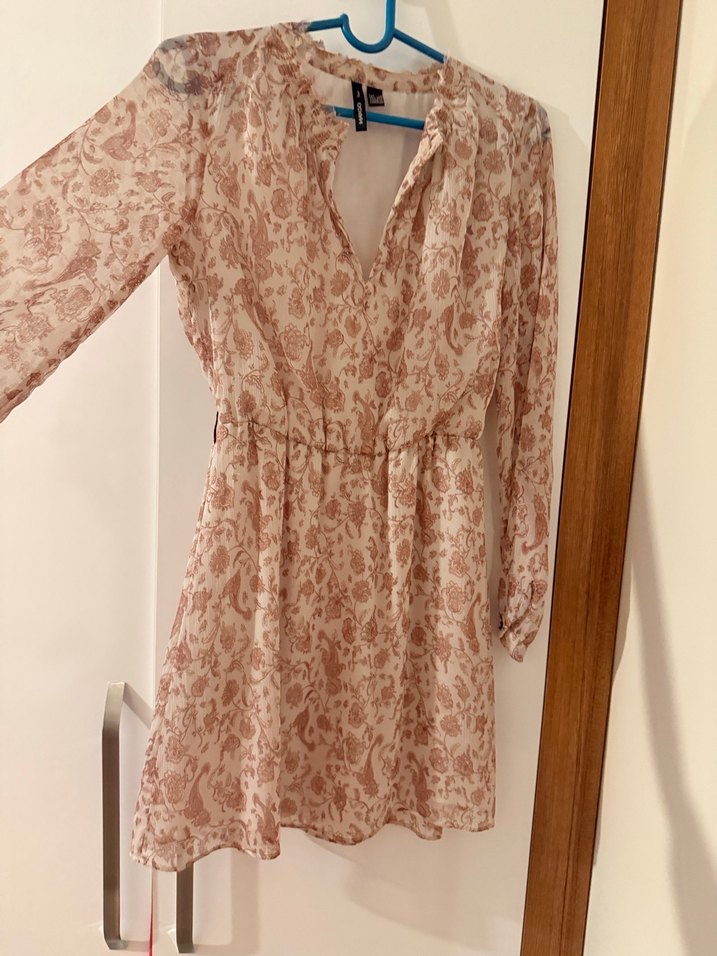 Bej  Desenli Bohem Midi Elbise - Görsel 4