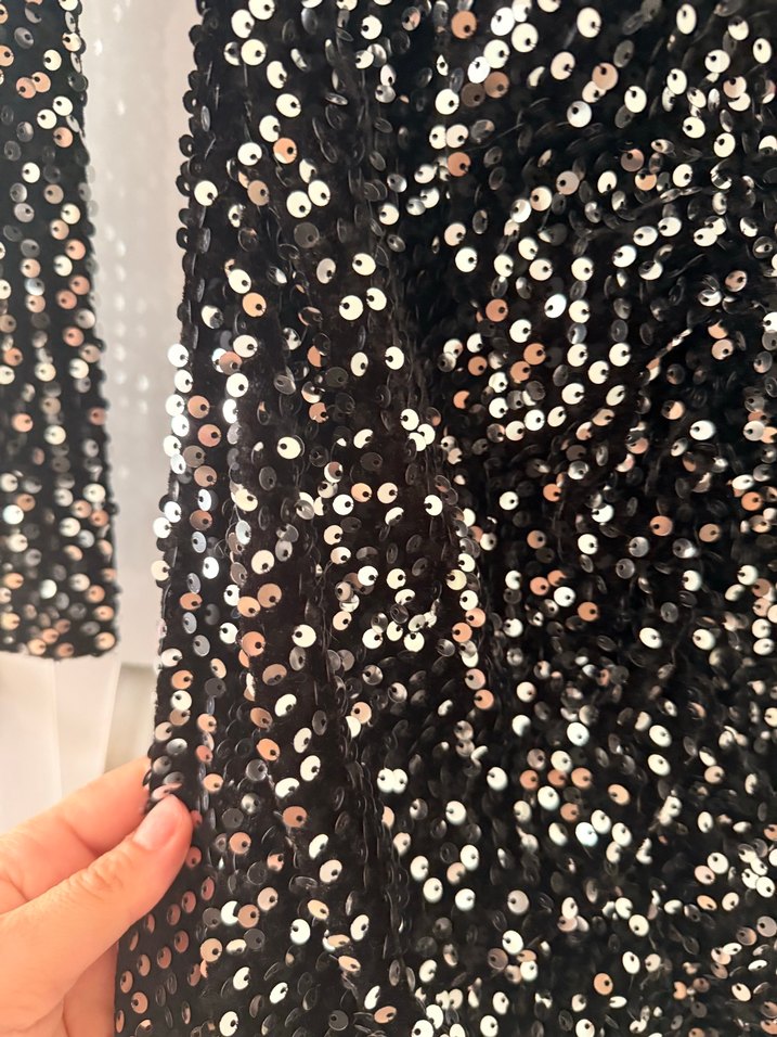 Siyah Parlak payet elbise - Görsel 2