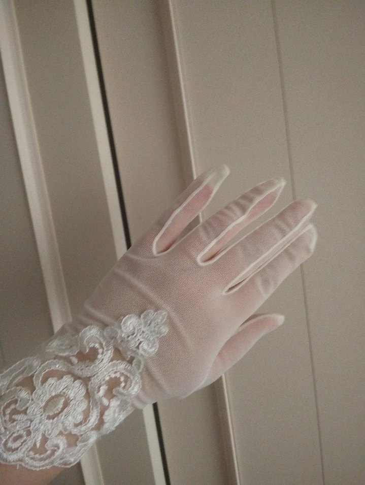 Dantel İşlemeli Beyaz eldiven - Görsel 3