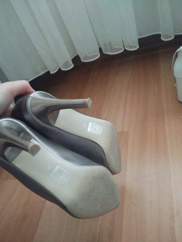 Gri Stiletto Kadın Topuklu Ayakkabı - Görsel 3