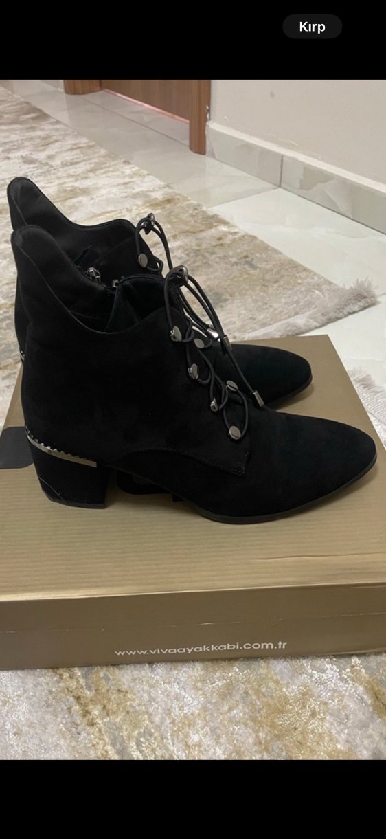 Siyah Süet Topuklu Gotik Kadın Bot - Görsel 2