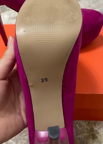 Koyu Pembe Süet Topuklu Kadın platform - Görsel 3